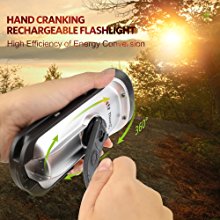 ThorFire Solar Flashlight Hand Crank Solar Powered Rechargeable Flashlight Ipx6 Waterproof LED Emergency Flashlights Lights