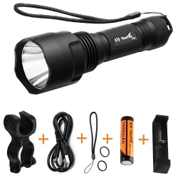 ThorFire C8s Flashlight ,900 Lumens , XML2 LED ,With Rechargeable 18650 Battery, USB Charger , Bike Light Mount